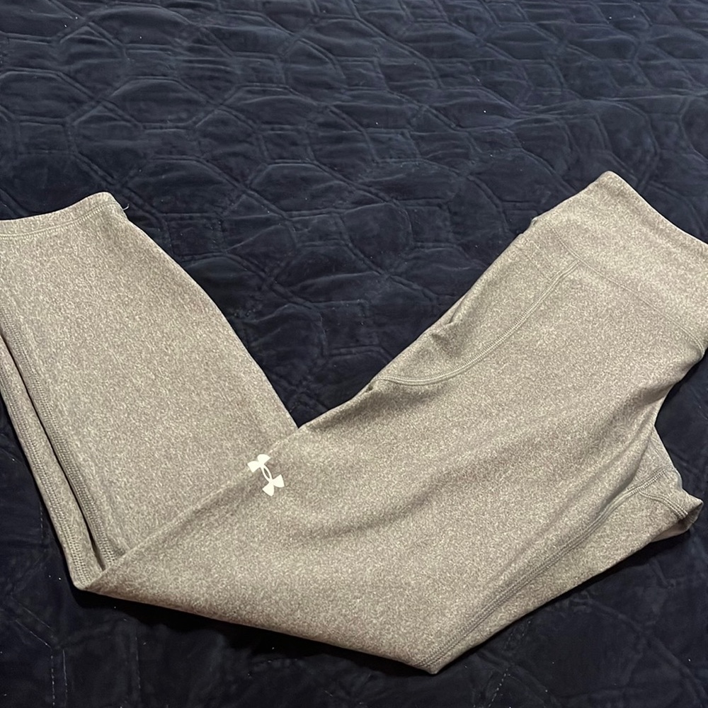 Gray Under Armour HeatGear Compression High Rise Ankle Crops